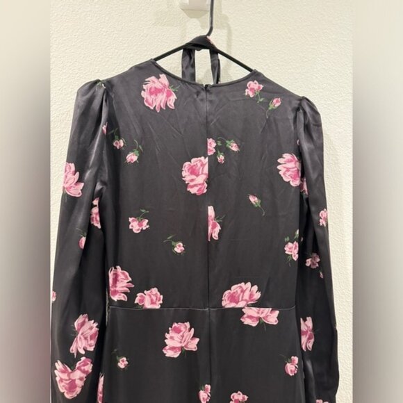 Reformation 100% Silk Toronto Black Pink Purple Floral Faux Wrap Midi Dress 4 - Picture 12 of 16